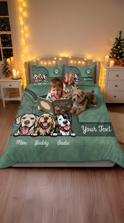 Dog Personalized Bedding Set, Personalized Gift for Dog Lovers, Dog Dad, Dog Mom - BD146PS05