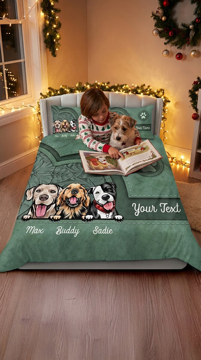Dog Personalized Bedding Set, Personalized Gift for Dog Lovers, Dog Dad, Dog Mom - BD146PS05re
