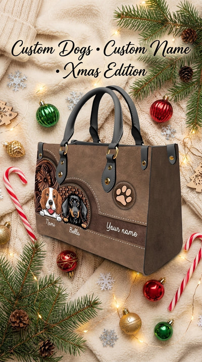 Dog Personalized Leather Handbag, Personalized Gift for Dog Lovers, Dog Dad, Dog Mom - LD047PS03