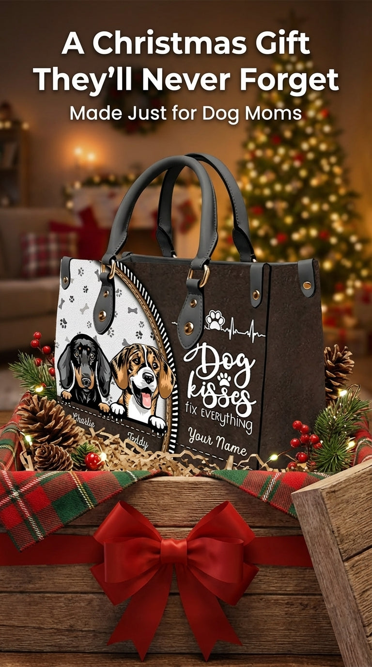Dog Kisses Fix Everything Dog Personalized Leather Handbag, Gift for Dog Lovers, Dog Dad, Dog Mom - LD108PS02