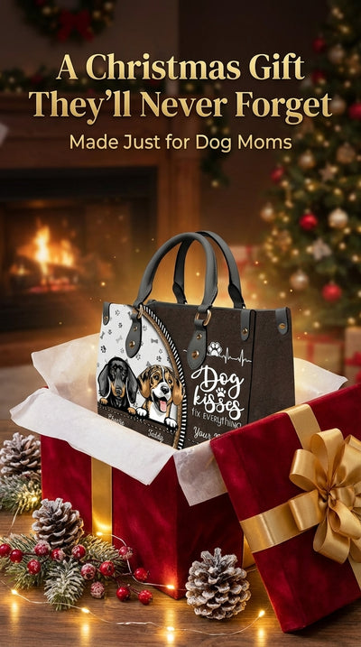 Dog Kisses Fix Everything Dog Personalized Leather Handbag, Gift for Dog Lovers, Dog Dad, Dog Mom - LD108PS02