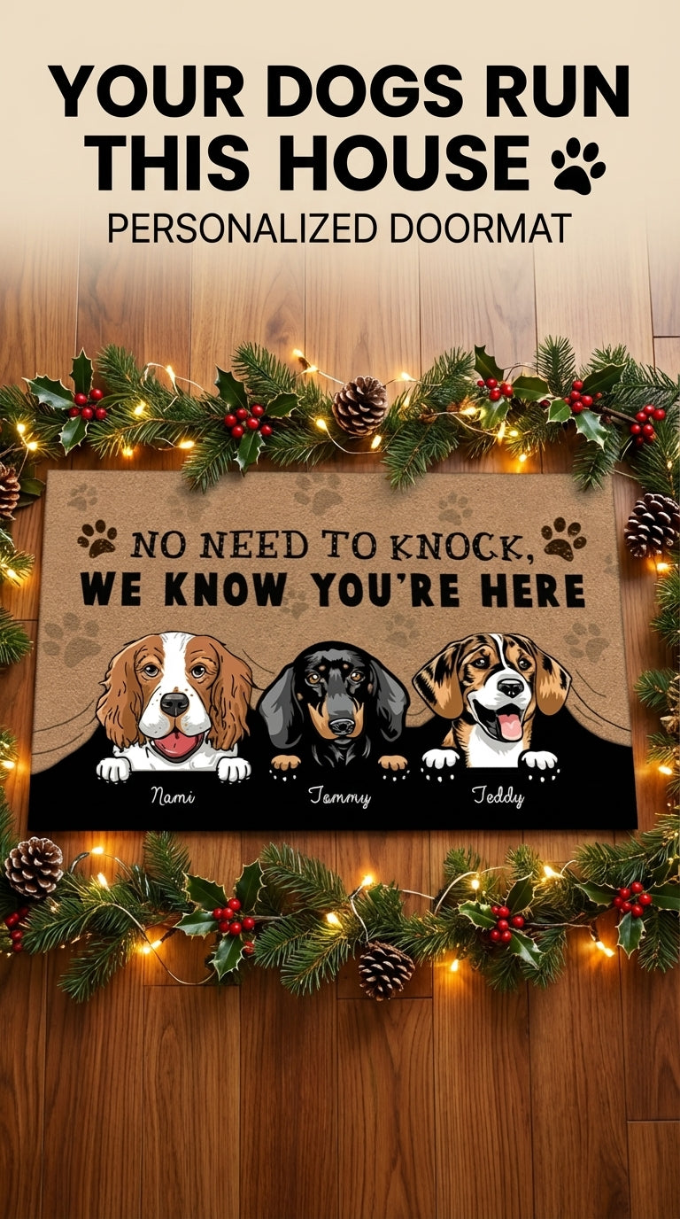 Dog Personalized Doormat, Personalized Gift for Dog Lovers, Dog Dad, Dog Mom - DM042PSre