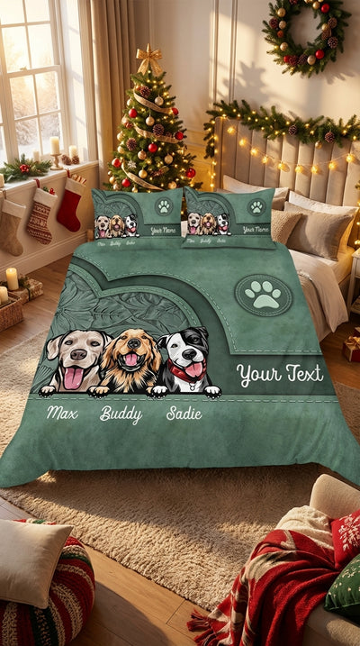 Dog Personalized Bedding Set, Personalized Gift for Dog Lovers, Dog Dad, Dog Mom - BD146PS05