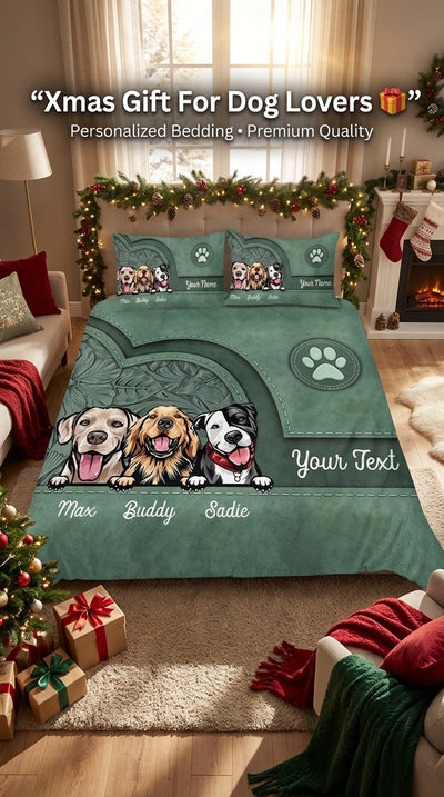 Dog Personalized Bedding Set, Personalized Gift for Dog Lovers, Dog Dad, Dog Mom - BD146PS05re