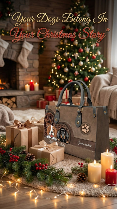 Dog Personalized Leather Handbag, Personalized Gift for Dog Lovers, Dog Dad, Dog Mom - LD047PS03