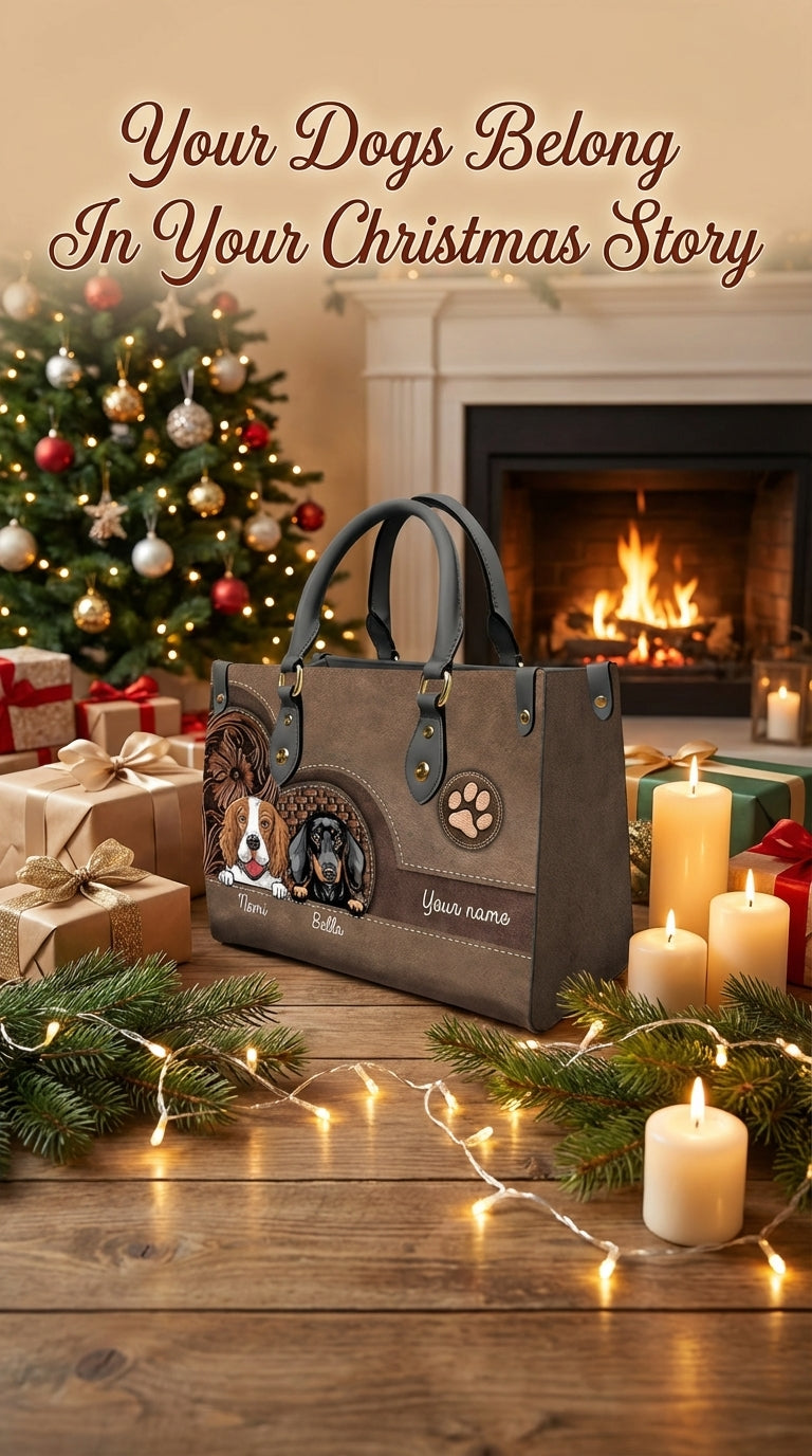 Dog Personalized Leather Handbag, Personalized Gift for Dog Lovers, Dog Dad, Dog Mom - LD047PS03