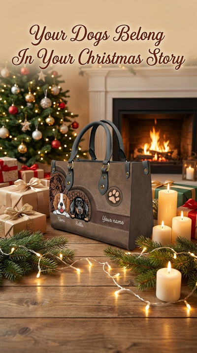 Dog Personalized Leather Handbag, Personalized Gift for Dog Lovers, Dog Dad, Dog Mom - LD047PS03