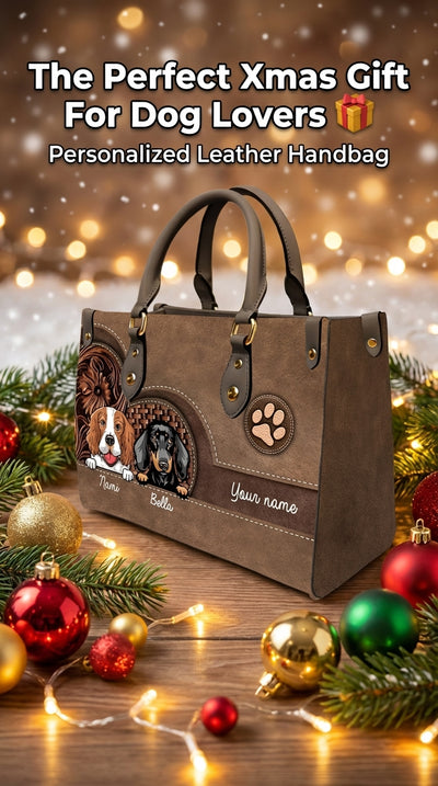 Dog Personalized Leather Handbag, Personalized Gift for Dog Lovers, Dog Dad, Dog Mom - LD047PS03
