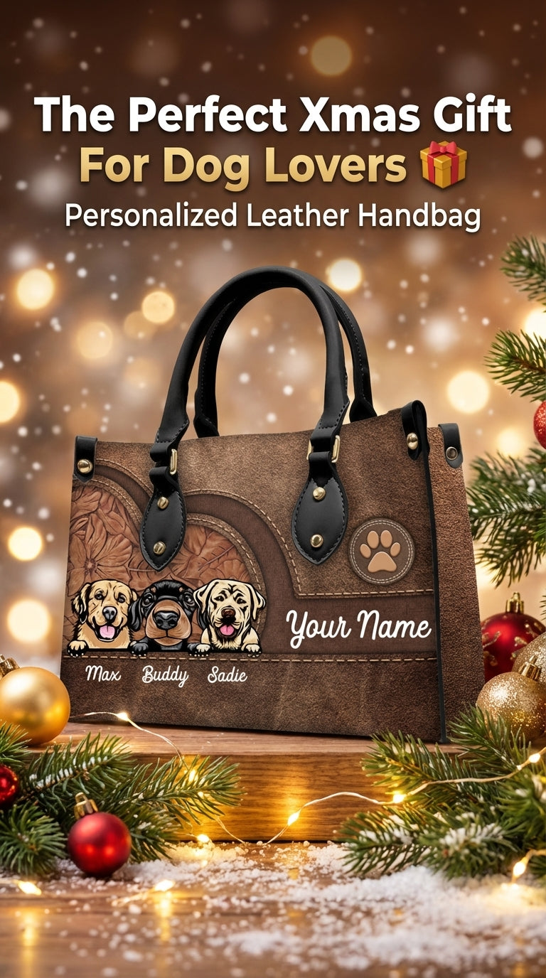 Dog Colorful Personalized Leather Handbag, Personalized Gift for Dog Lovers, Dog Dad, Dog Mom - LD016PS08