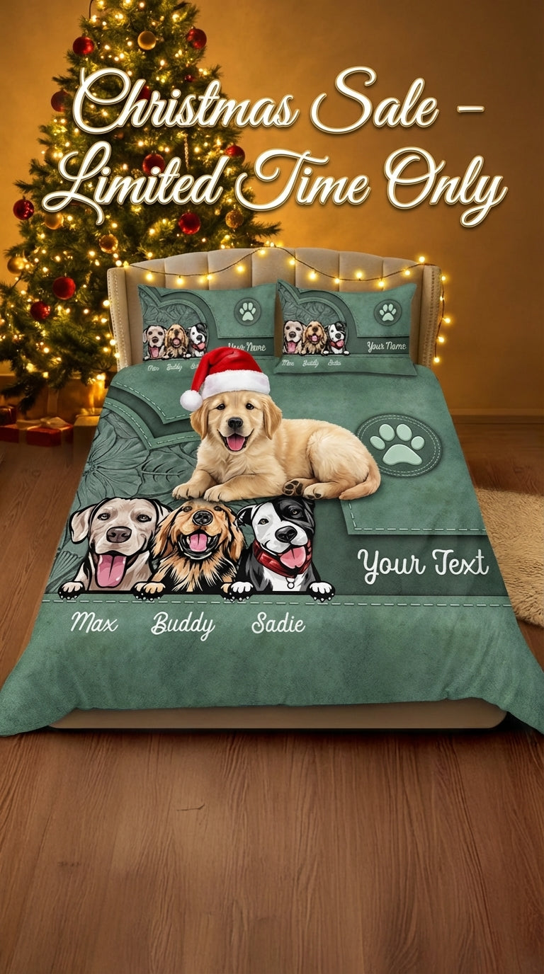 Dog Personalized Bedding Set, Personalized Gift for Dog Lovers, Dog Dad, Dog Mom - BD146PS05