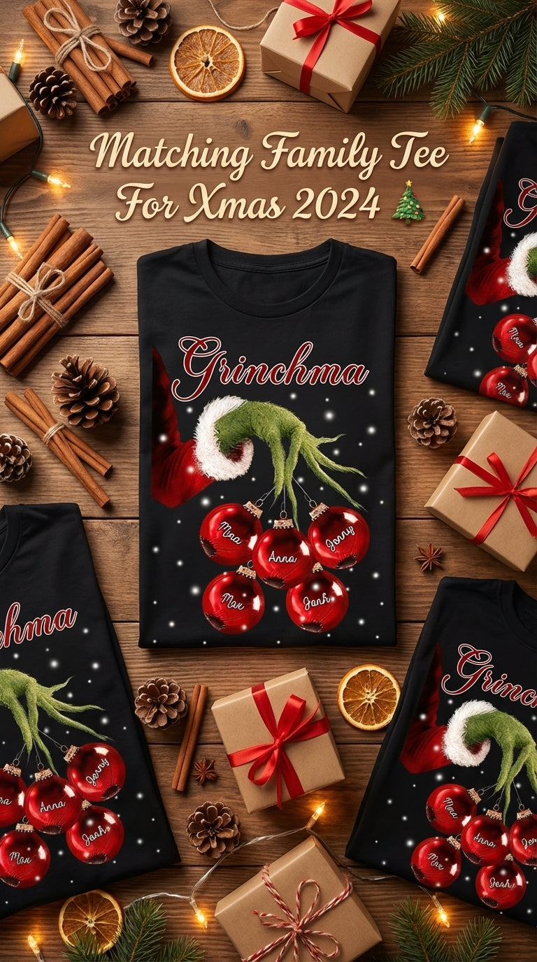Grandma Christmas Grinch Hand Personalized Shirt, Personalized Gift for Nana, Grandma, Grandmother, Grandparents - TS022PS07re