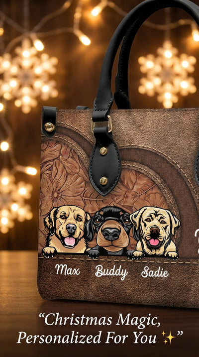 Dog Colorful Personalized Leather Handbag, Personalized Gift for Dog Lovers, Dog Dad, Dog Mom - LD016PS08