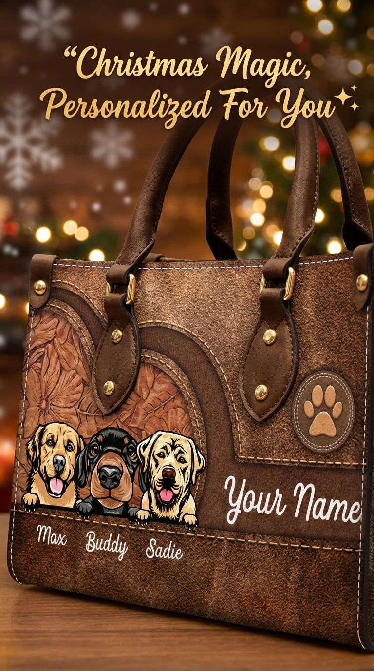 Dog Colorful Personalized Leather Handbag, Personalized Gift for Dog Lovers, Dog Dad, Dog Mom - LD016PS08