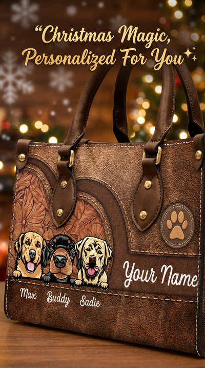 Dog Colorful Personalized Leather Handbag, Personalized Gift for Dog Lovers, Dog Dad, Dog Mom - LD016PS08