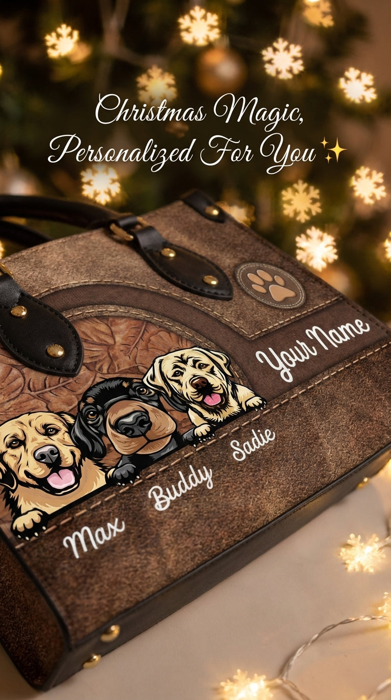 Dog Colorful Personalized Leather Handbag, Personalized Gift for Dog Lovers, Dog Dad, Dog Mom - LD016PS08