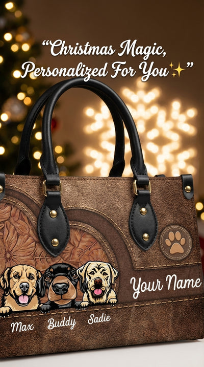 Dog Colorful Personalized Leather Handbag, Personalized Gift for Dog Lovers, Dog Dad, Dog Mom - LD016PS08
