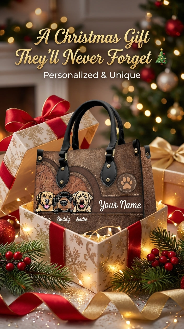 Dog Colorful Personalized Leather Handbag, Personalized Gift for Dog Lovers, Dog Dad, Dog Mom - LD016PS08