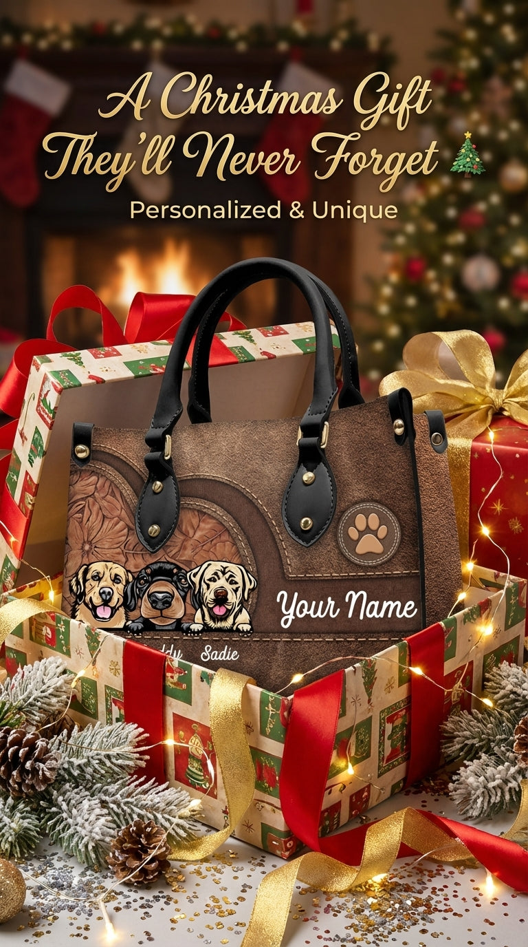 Dog Colorful Personalized Leather Handbag, Personalized Gift for Dog Lovers, Dog Dad, Dog Mom - LD016PS08