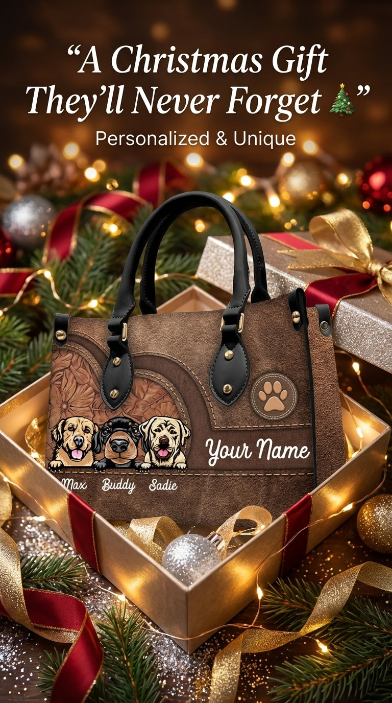 Dog Colorful Personalized Leather Handbag, Personalized Gift for Dog Lovers, Dog Dad, Dog Mom - LD016PS08