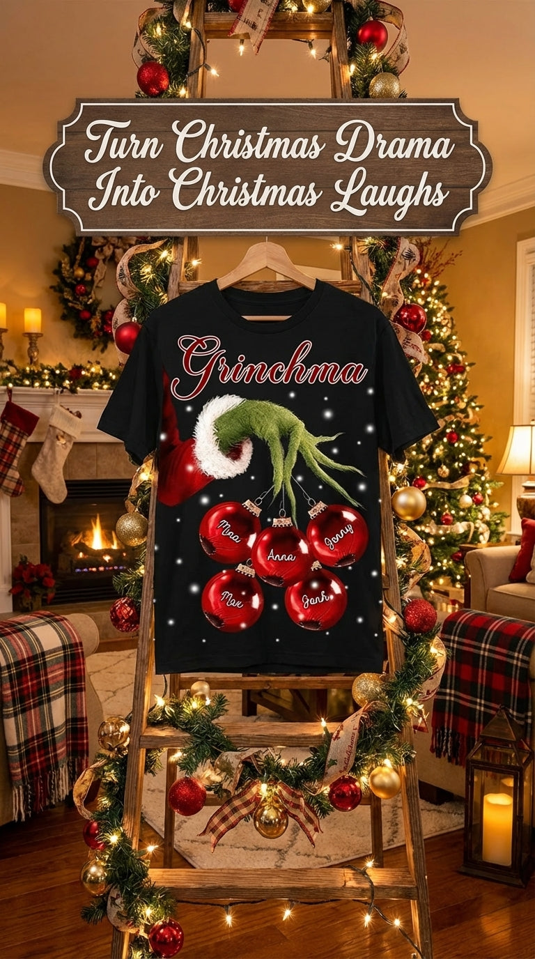 Grandma Christmas Grinch Hand Personalized Shirt, Personalized Gift for Nana, Grandma, Grandmother, Grandparents - TS022PS07re