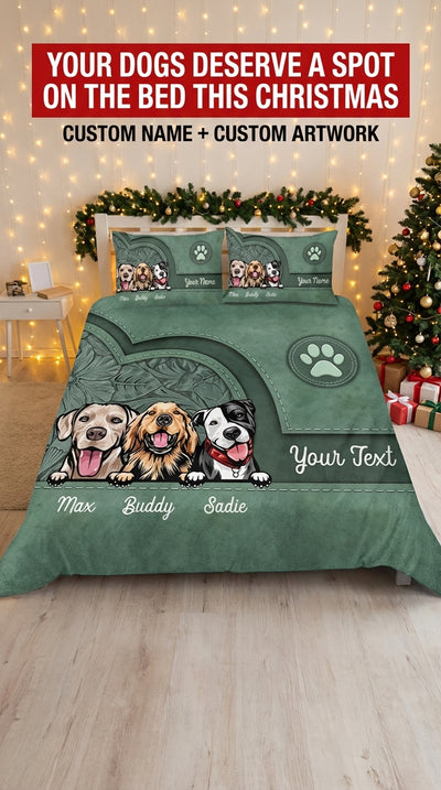 Dog Personalized Bedding Set, Personalized Gift for Dog Lovers, Dog Dad, Dog Mom - BD146PS05