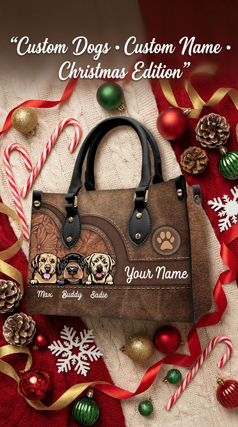 Dog Colorful Personalized Leather Handbag, Personalized Gift for Dog Lovers, Dog Dad, Dog Mom - LD016PS08