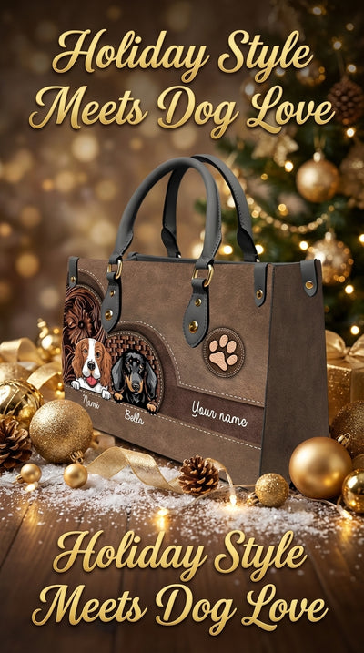 Dog Personalized Leather Handbag, Personalized Gift for Dog Lovers, Dog Dad, Dog Mom - LD047PS03