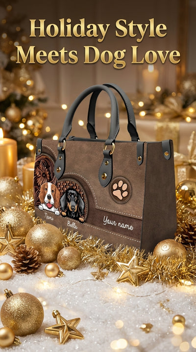 Dog Personalized Leather Handbag, Personalized Gift for Dog Lovers, Dog Dad, Dog Mom - LD047PS03