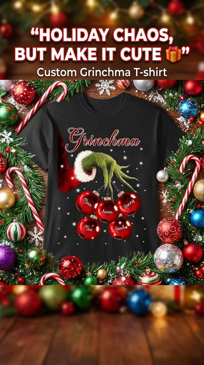 Grandma Christmas Grinch Hand Personalized Shirt, Personalized Gift for Nana, Grandma, Grandmother, Grandparents - TS022PS07re
