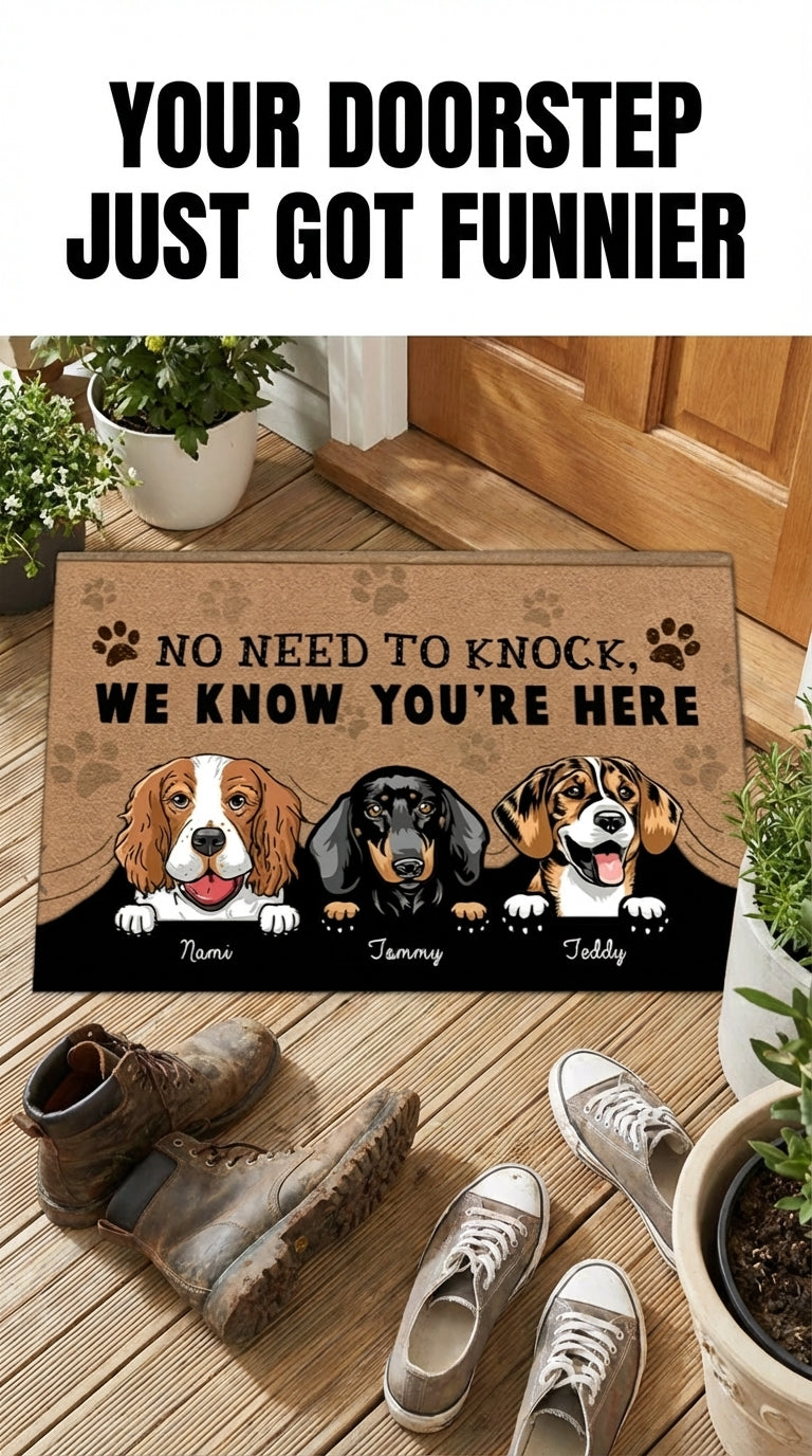 Dog Personalized Doormat, Personalized Gift for Dog Lovers, Dog Dad, Dog Mom - DM042PSre