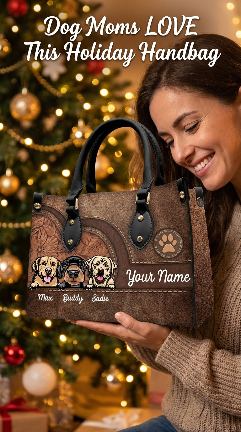 Dog Colorful Personalized Leather Handbag, Personalized Gift for Dog Lovers, Dog Dad, Dog Mom - LD016PS08