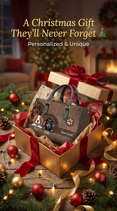 Dog Personalized Leather Handbag, Personalized Gift for Dog Lovers, Dog Dad, Dog Mom - LD047PS03