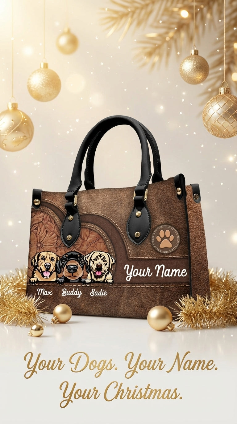 Dog Colorful Personalized Leather Handbag, Personalized Gift for Dog Lovers, Dog Dad, Dog Mom - LD016PS08