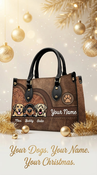 Dog Colorful Personalized Leather Handbag, Personalized Gift for Dog Lovers, Dog Dad, Dog Mom - LD016PS08