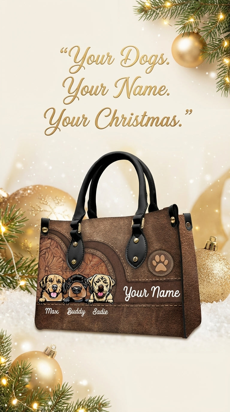 Dog Colorful Personalized Leather Handbag, Personalized Gift for Dog Lovers, Dog Dad, Dog Mom - LD016PS08
