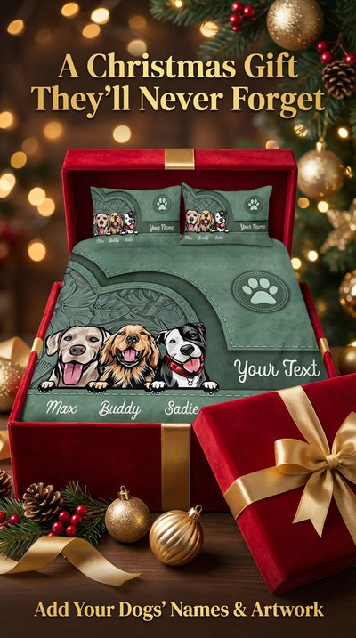 Dog Personalized Bedding Set, Personalized Gift for Dog Lovers, Dog Dad, Dog Mom - BD146PS05
