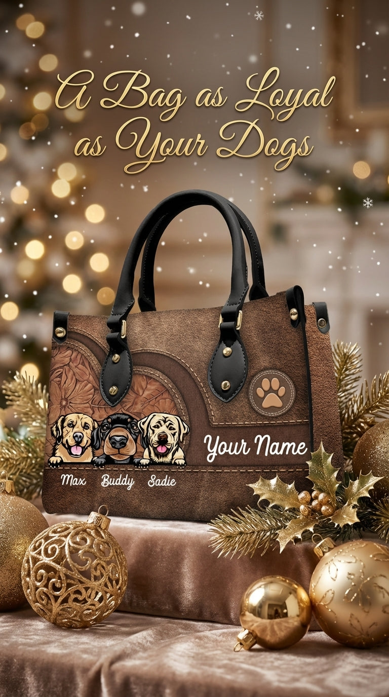 Dog Colorful Personalized Leather Handbag, Personalized Gift for Dog Lovers, Dog Dad, Dog Mom - LD016PS08