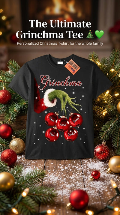 Grandma Christmas Grinch Hand Personalized Shirt, Personalized Gift for Nana, Grandma, Grandmother, Grandparents - TS022PS07re