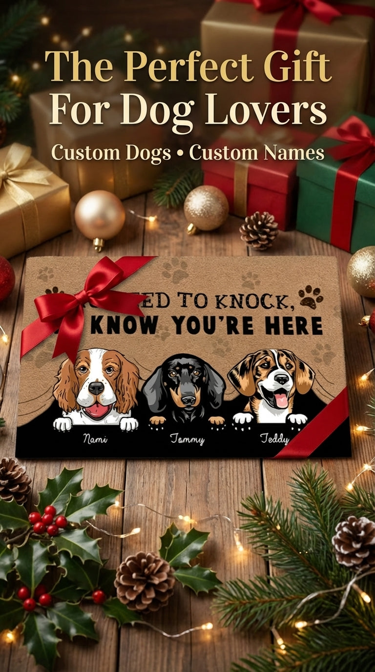 Dog Personalized Doormat, Personalized Gift for Dog Lovers, Dog Dad, Dog Mom - DM042PSre