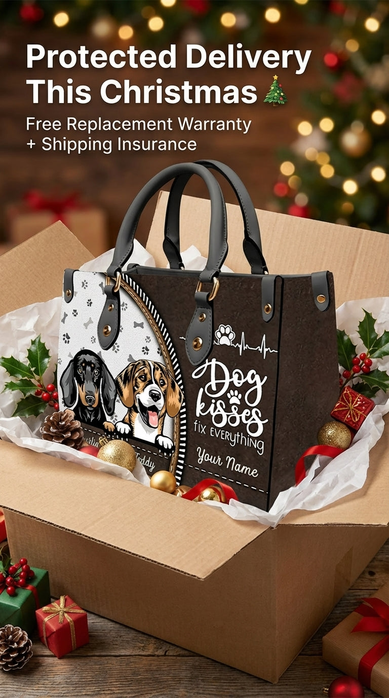 Dog Kisses Fix Everything Dog Personalized Leather Handbag, Gift for Dog Lovers, Dog Dad, Dog Mom - LD108PS02