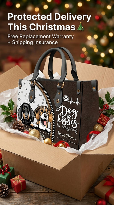 Dog Kisses Fix Everything Dog Personalized Leather Handbag, Gift for Dog Lovers, Dog Dad, Dog Mom - LD108PS02