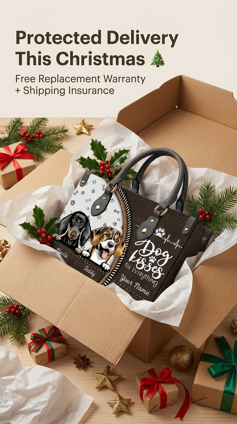 Dog Kisses Fix Everything Dog Personalized Leather Handbag, Gift for Dog Lovers, Dog Dad, Dog Mom - LD108PS02