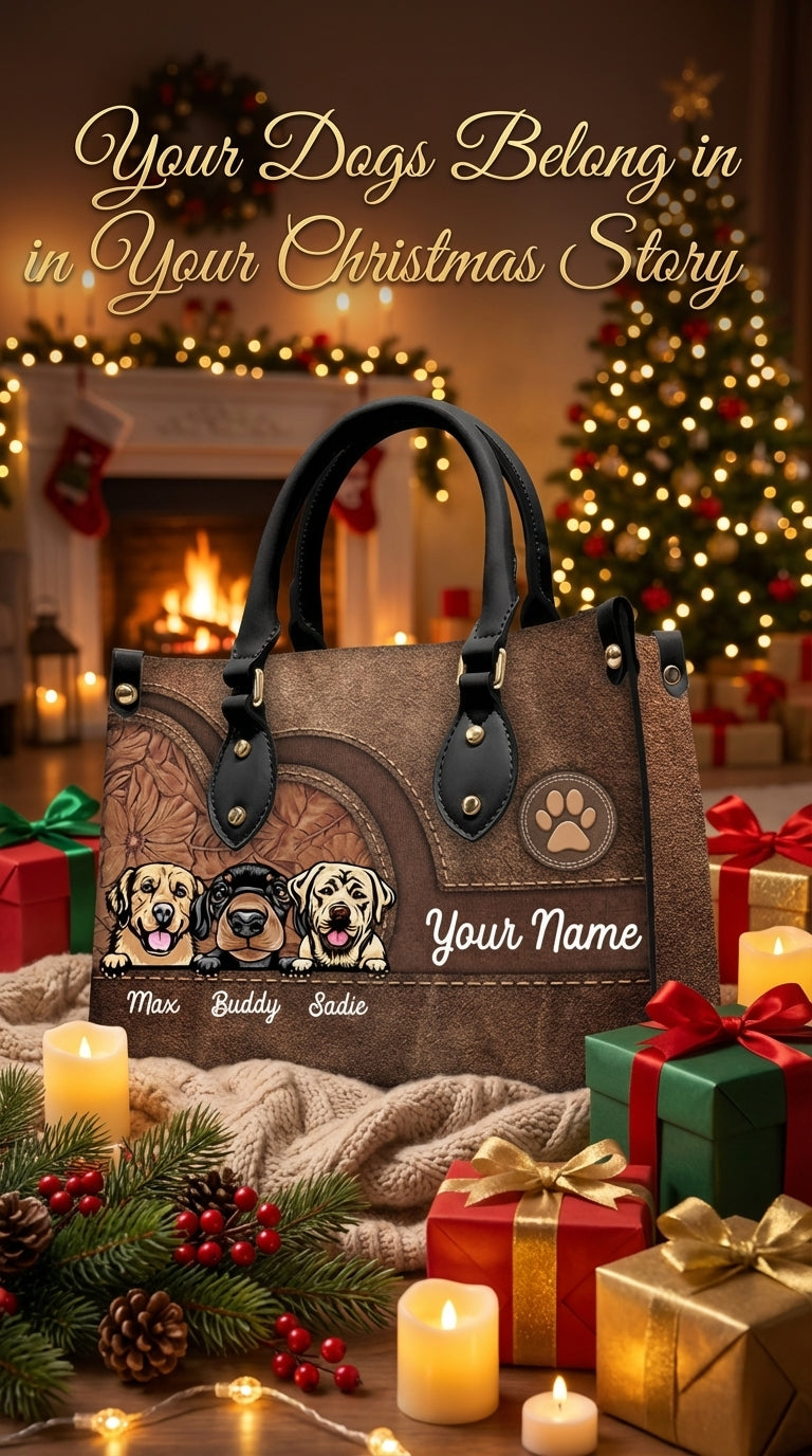 Dog Colorful Personalized Leather Handbag, Personalized Gift for Dog Lovers, Dog Dad, Dog Mom - LD016PS08