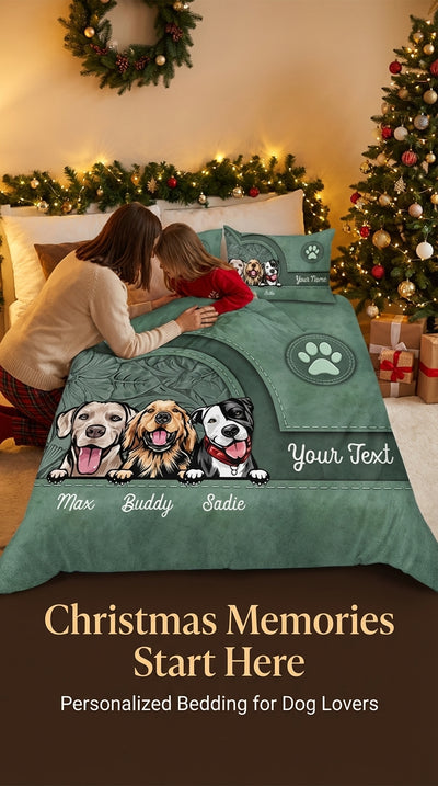 Dog Personalized Bedding Set, Personalized Gift for Dog Lovers, Dog Dad, Dog Mom - BD146PS05re