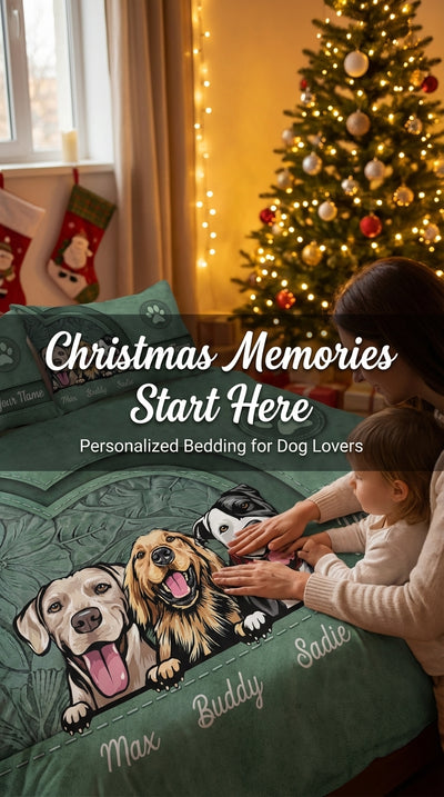 Dog Personalized Bedding Set, Personalized Gift for Dog Lovers, Dog Dad, Dog Mom - BD146PS05re