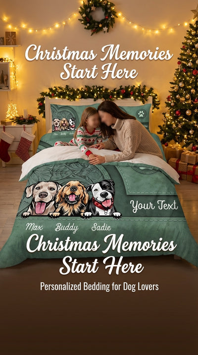 Dog Personalized Bedding Set, Personalized Gift for Dog Lovers, Dog Dad, Dog Mom - BD146PS05