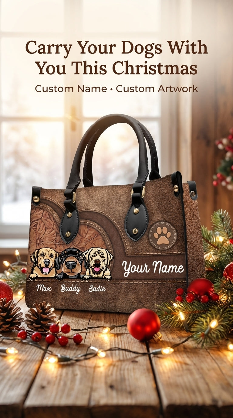 Dog Colorful Personalized Leather Handbag, Personalized Gift for Dog Lovers, Dog Dad, Dog Mom - LD016PS08