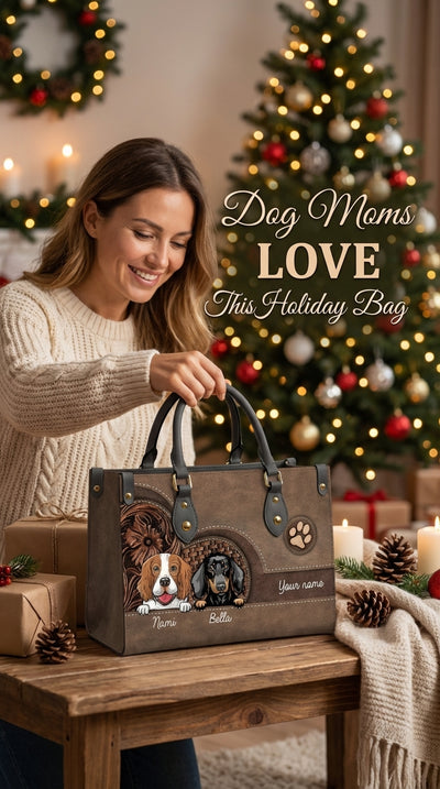 Dog Personalized Leather Handbag, Personalized Gift for Dog Lovers, Dog Dad, Dog Mom - LD047PS03