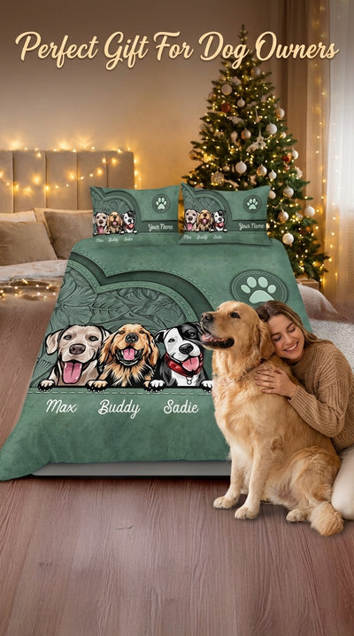 Dog Personalized Bedding Set, Personalized Gift for Dog Lovers, Dog Dad, Dog Mom - BD146PS05re