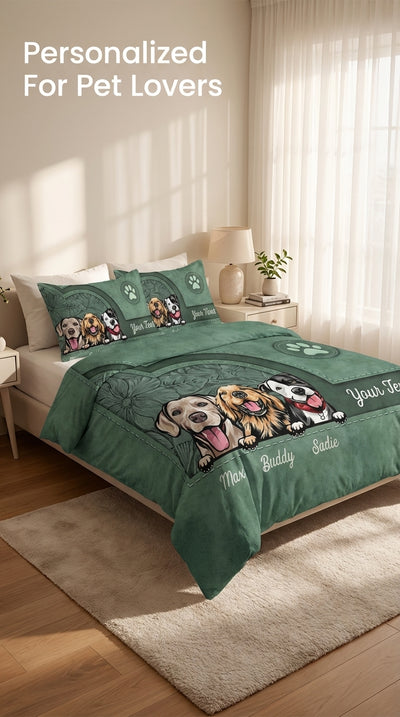 Dog Personalized Bedding Set, Personalized Gift for Dog Lovers, Dog Dad, Dog Mom - BD146PS05re